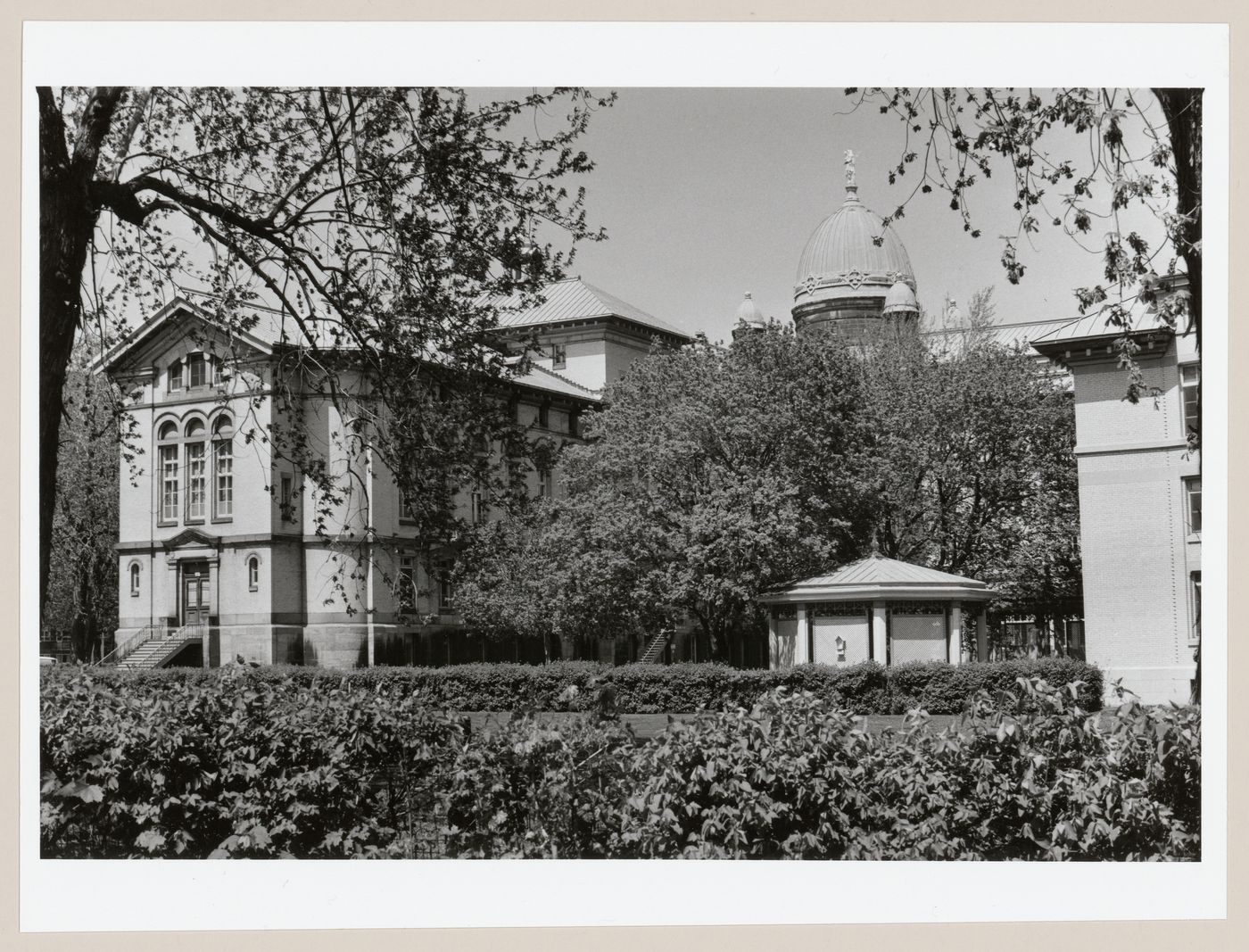 View of the rear façade of Maison-mère de la Congrégation de Notre-Dame (now Dawson College), 3040 Sherbrooke Street, Montréal, Québec