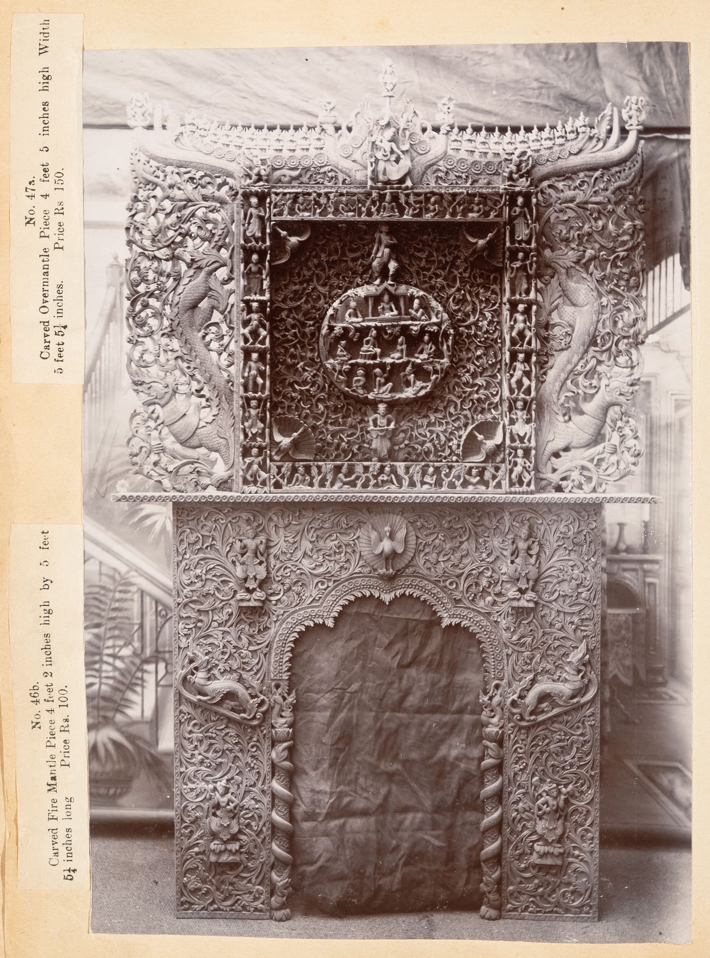 View of an overmantel, F. Beato Limited, C Road, Mandalay, Burma (now Myanmar)