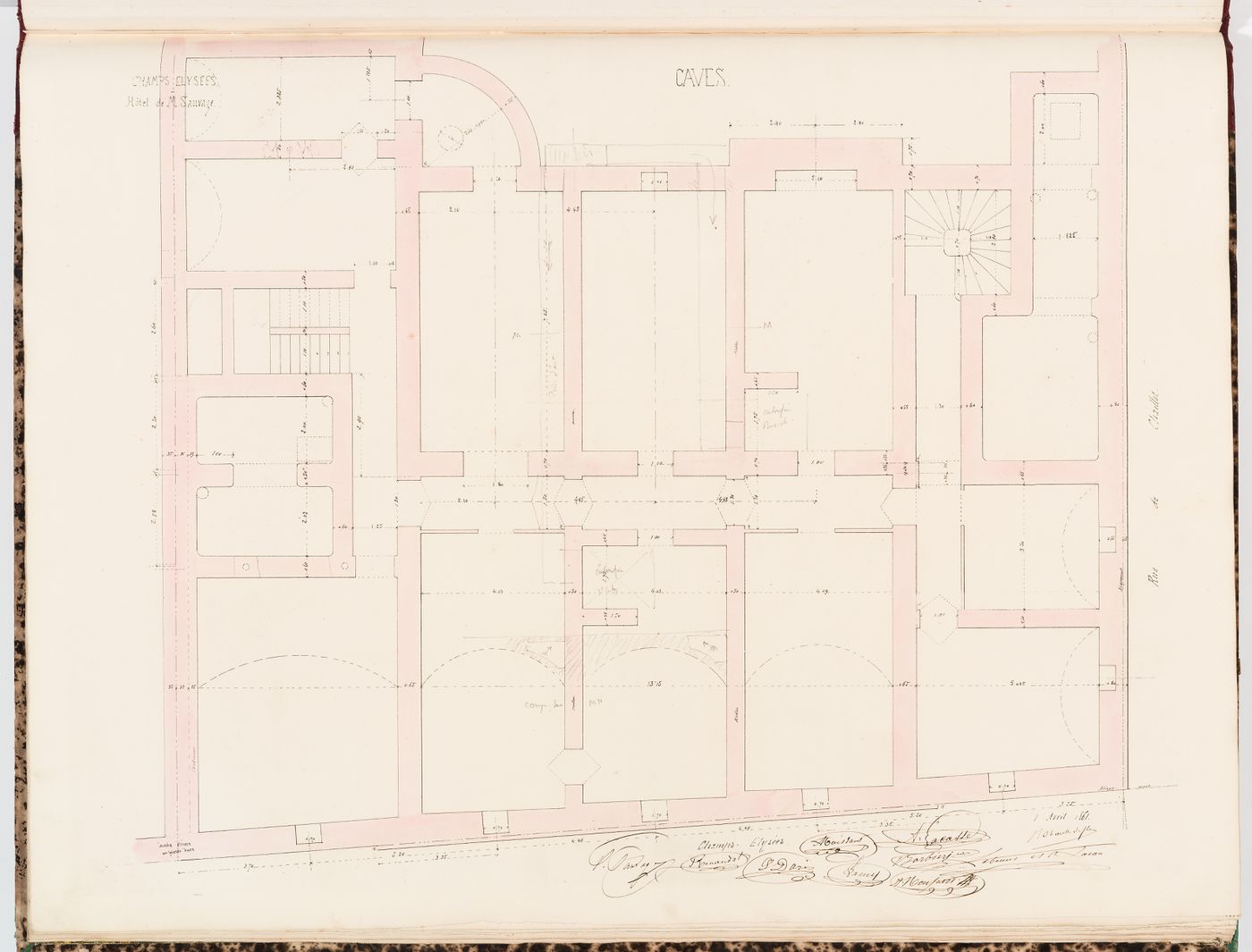 Plan for the "caves" of the "pavillon nord", Hôtel Sauvage, Paris