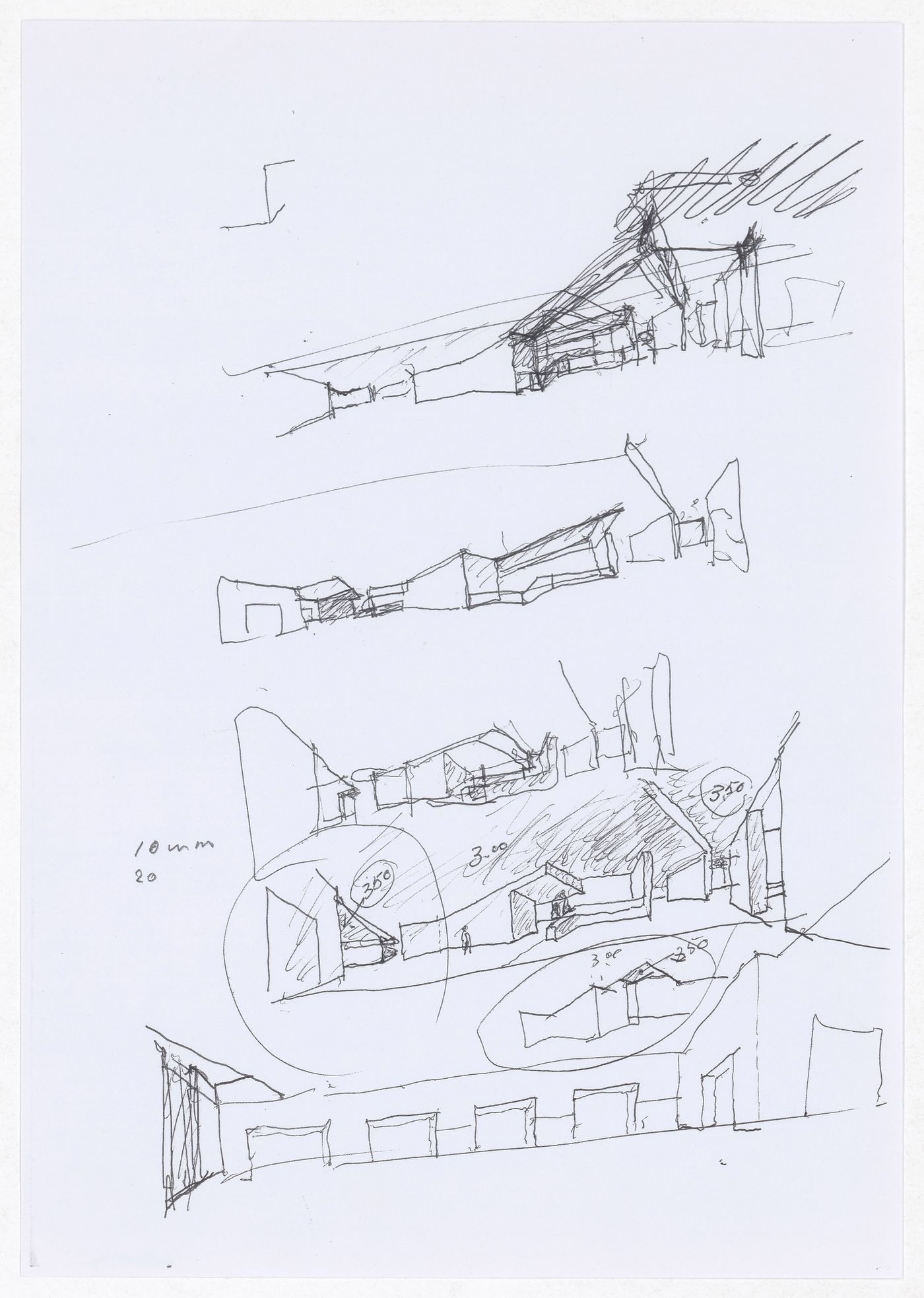 Sketch perspectives for Parque de Pedras Salgadas, Hotel Avelames, Spa e Casa de Chá, Pedras Salgadas, Portugal