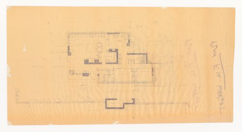 Revised ground floor plan for the 1949 design for the Mr. & Mrs. George Jacobsen House, Hudson, Québec