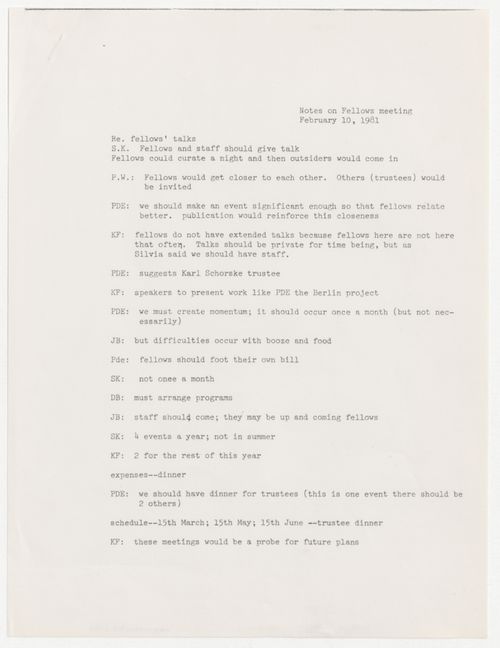 Notes on meeting of the Fellows