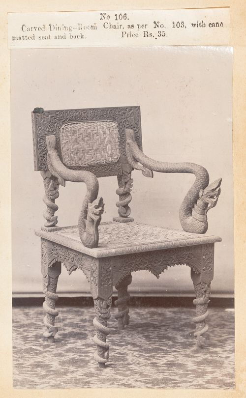 View of a chair, F. Beato Limited, C Road, Mandalay, Burma (now Myanmar)