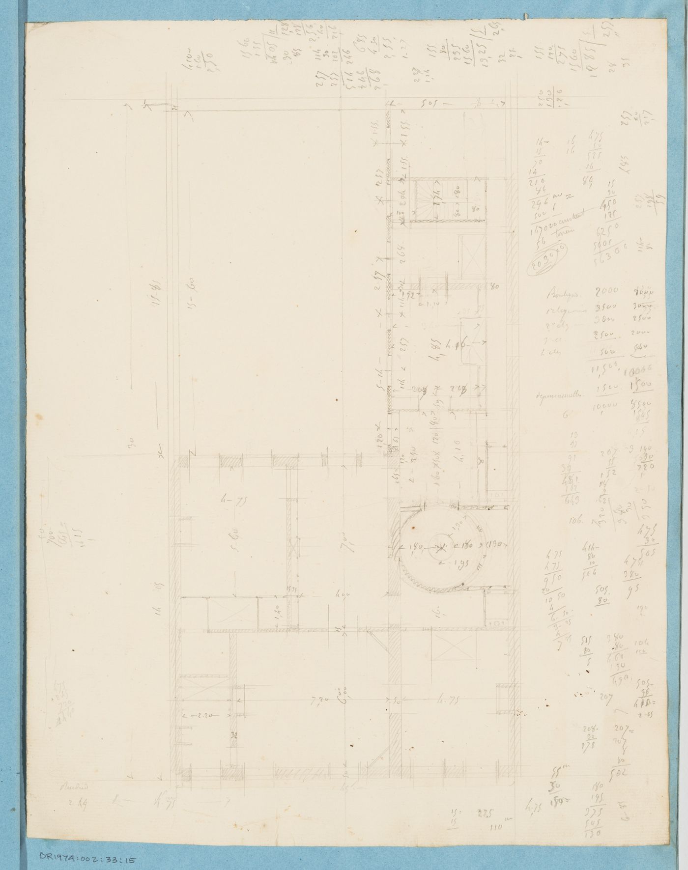 Project for a hôtel for M. Busche: Plan for a five-storey hôtel