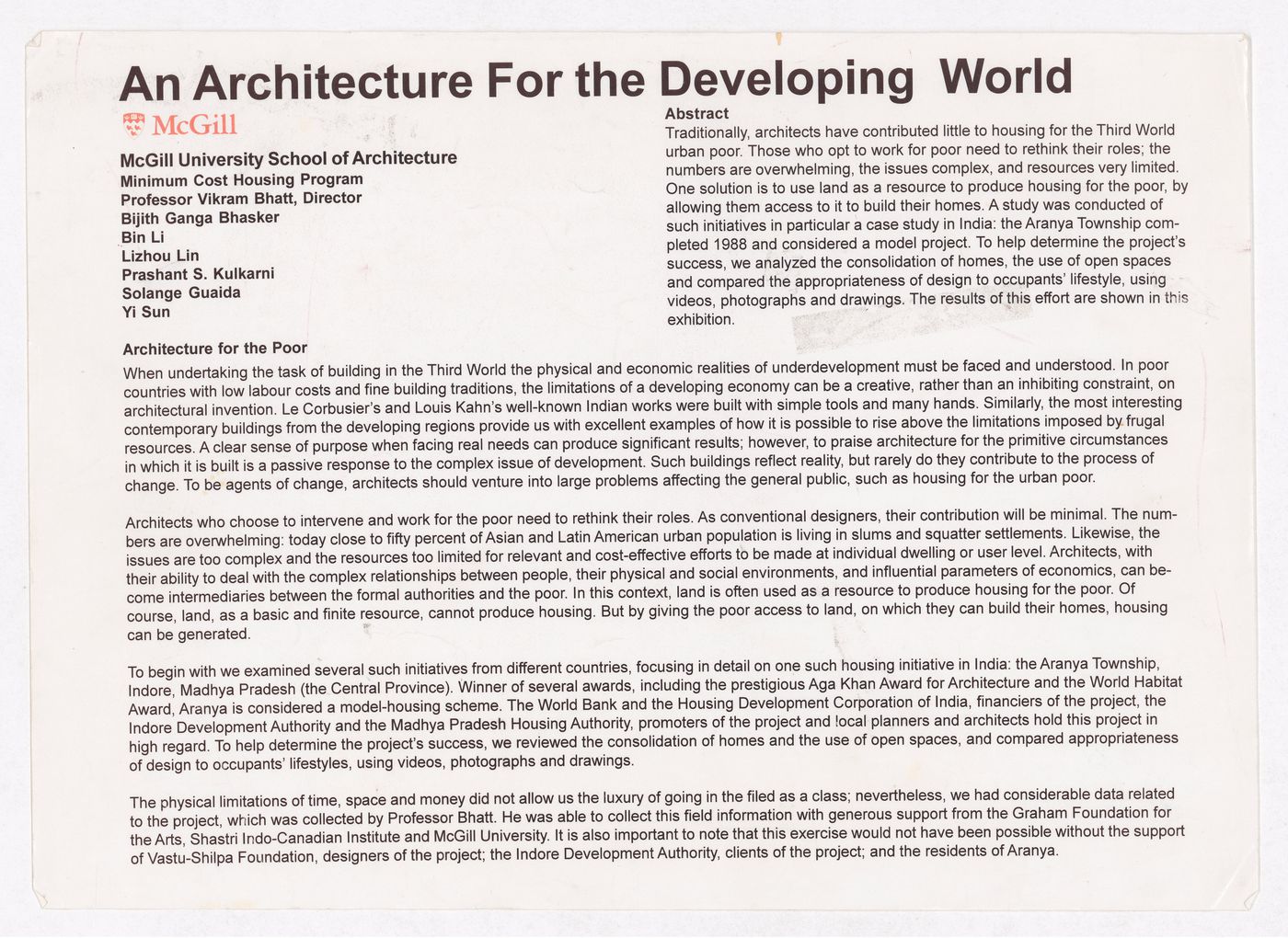 Publication "An Architecture for the Developing World"