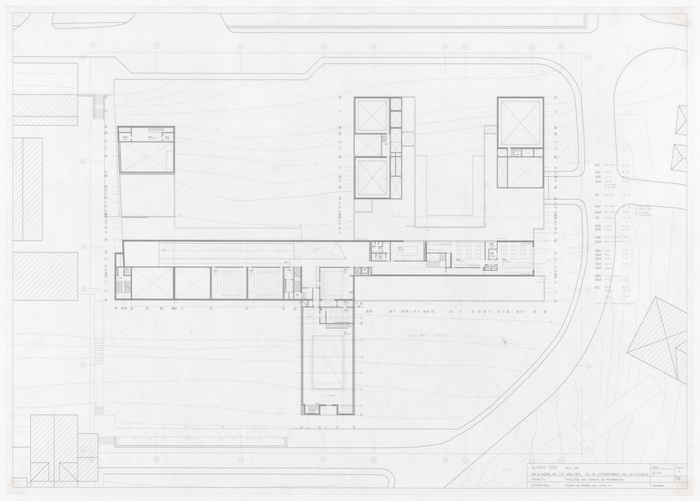 Second floor plan for Faculdade de Ciências da Informação, Santiago de Compostela, Spain