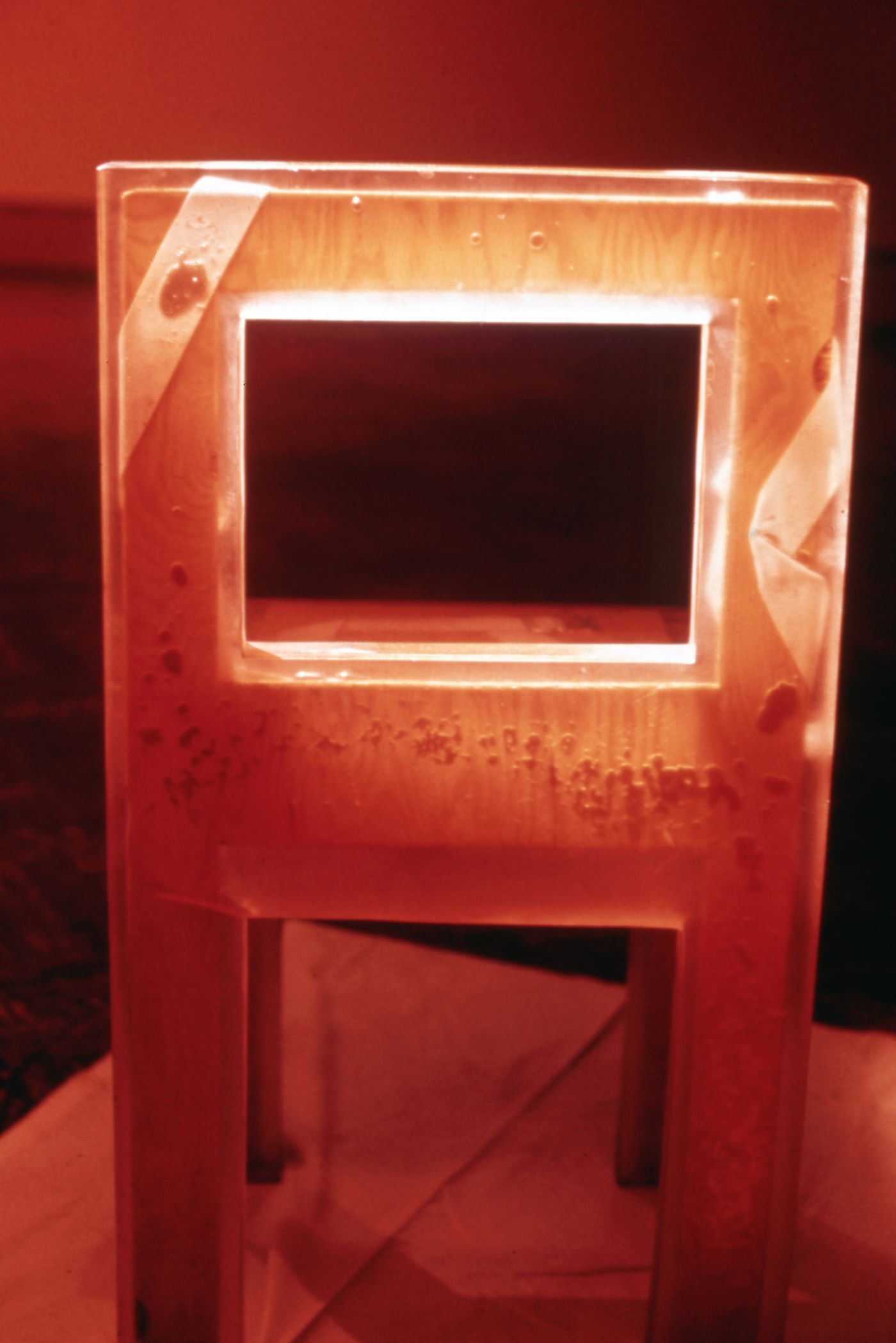Slide of wearable chair installation at Minneapolis Institute of Art for performance Vestirsi Di Siede