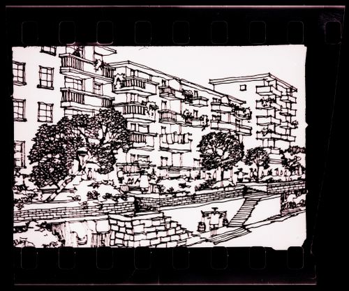 Negative of illustration for the publication "Housing a Billion: Village Upgrading: Jianlu, China" publication