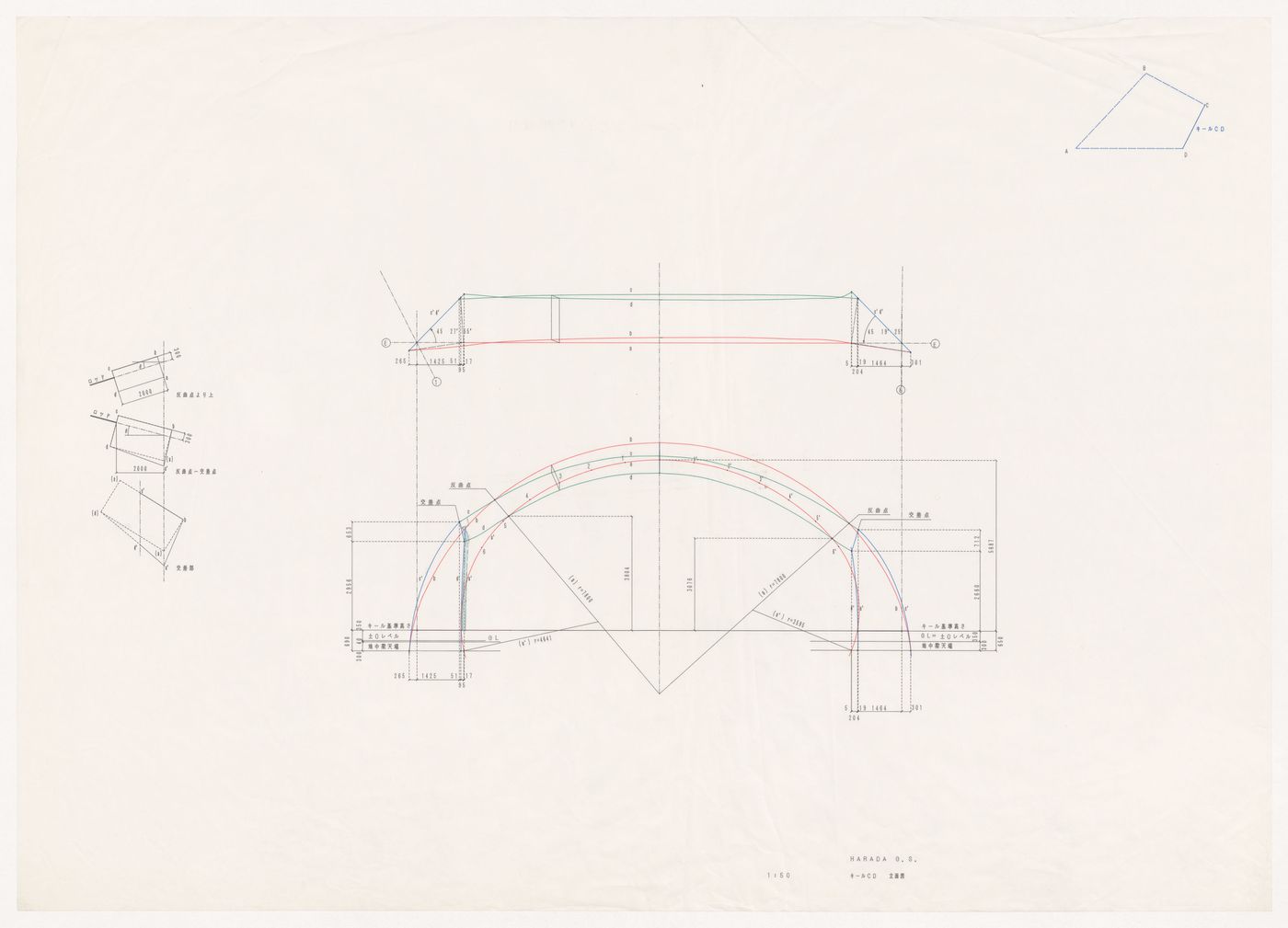 Elevation for Glass Station, Oguni, Japan