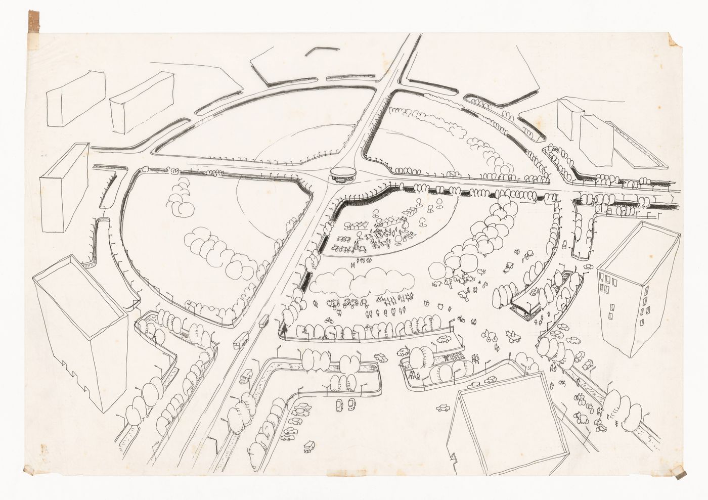 Axonometric drawing of Linear city, Chandigarh, India
