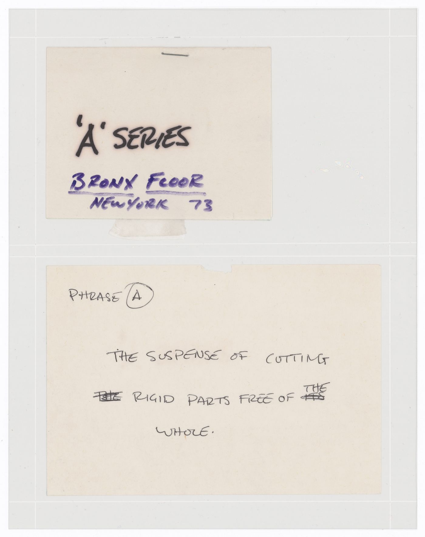 Quadrille: Captions and instructions for Series A (Bronx Floor)