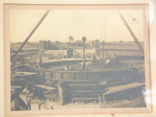 View of Crowle Railway Swing Bridge during construction, Crowle, United Kingdom