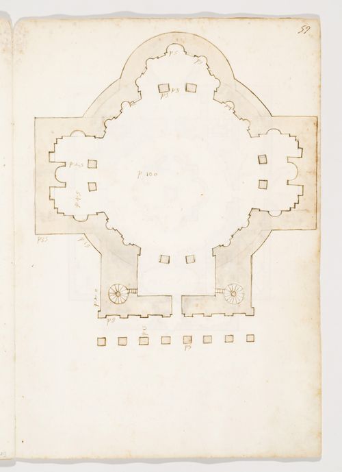 Plan of an unidentified circular building with an octastyle portico