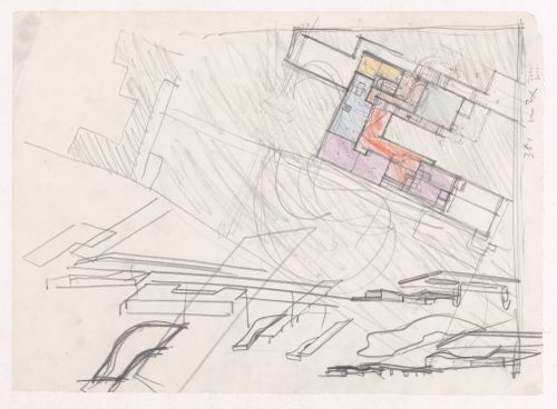 Sketch plan and perspectives for Habitação A. Felgueiras, Porto, Portugal