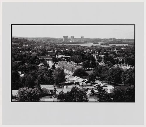 "Overview of Middletown" with the Three Mile Island Nuclear plant in the background, Londonderry Towsnship, Pennsylvania, United States