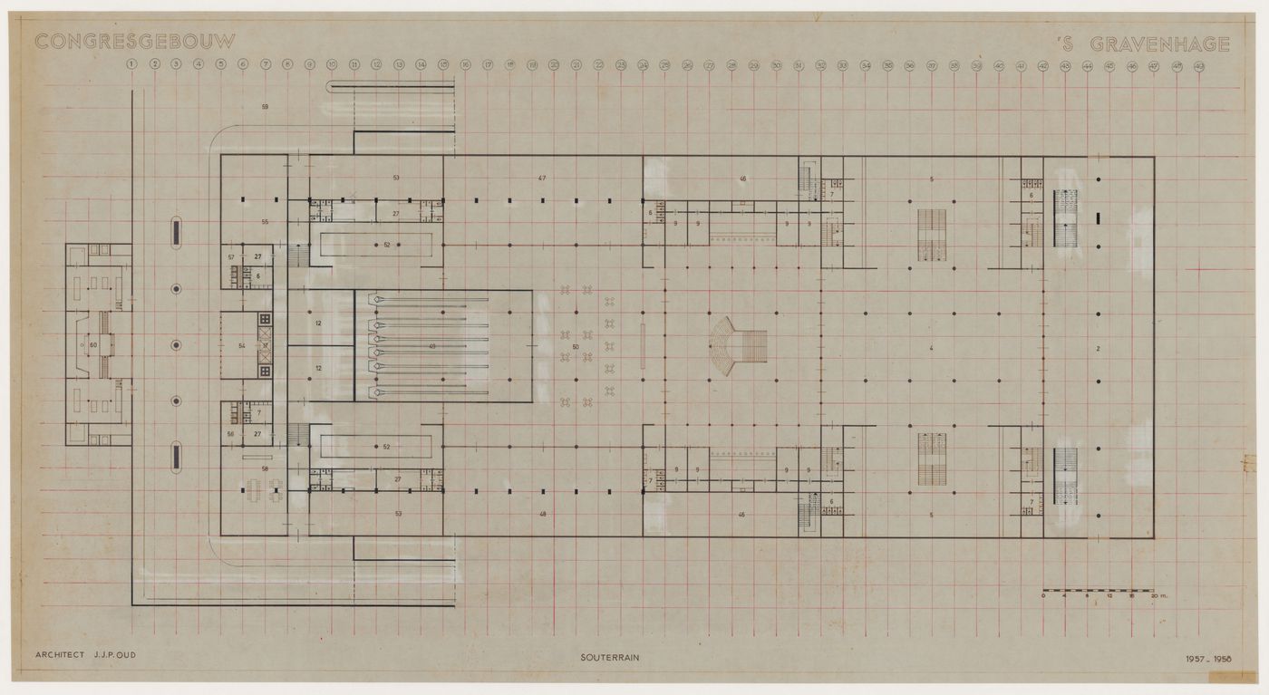 Basement plan for the Congress Hall Complex, The Hague, Netherlands