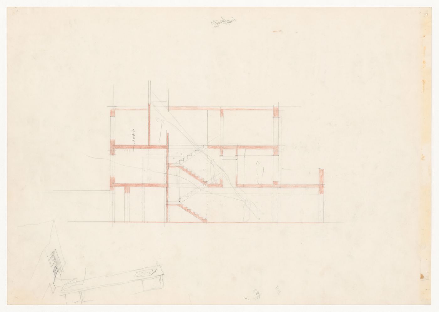 Sketch section for Casa Fernando Machado [Fernando Machado house], Porto, Portugal