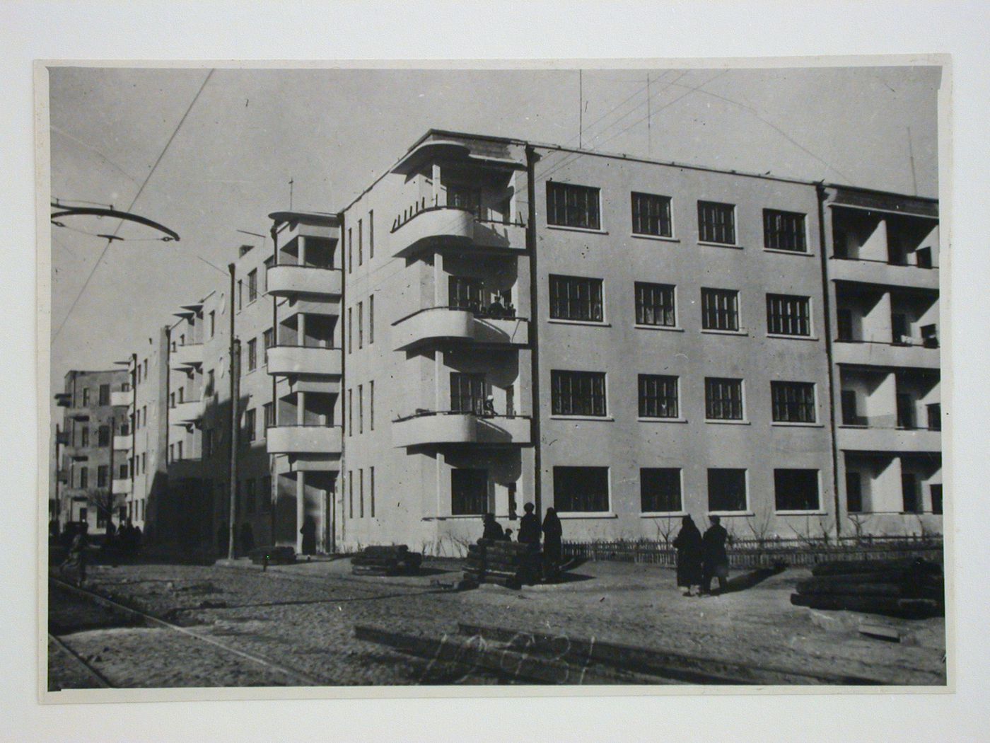 Partial view of the Specialists' house, Armenikend (Shaumian) settlement, Baku, Soviet Union (now in Azerbaijan)