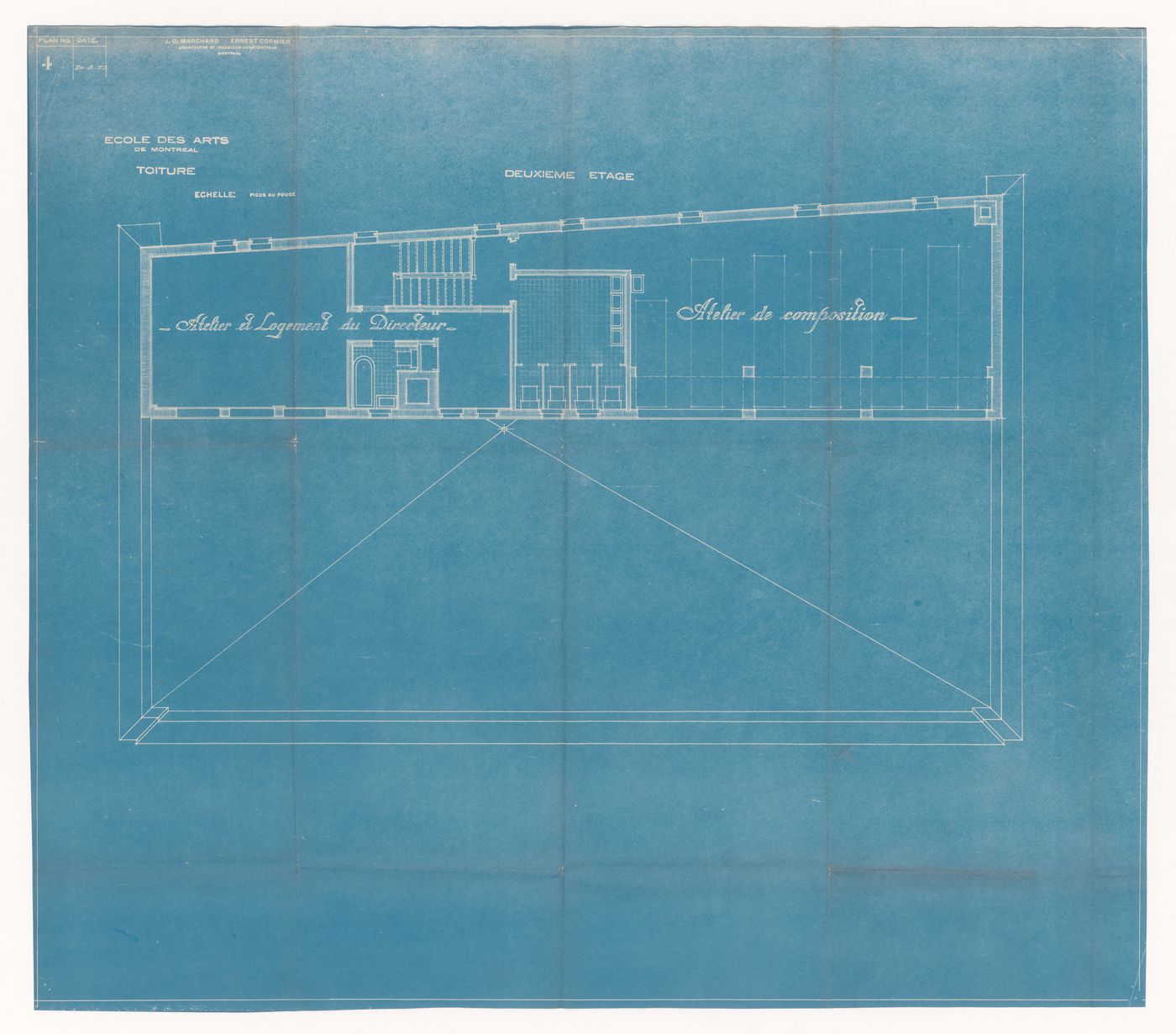 Plan de deuxième étage et toiture pour École des Arts de Montréal