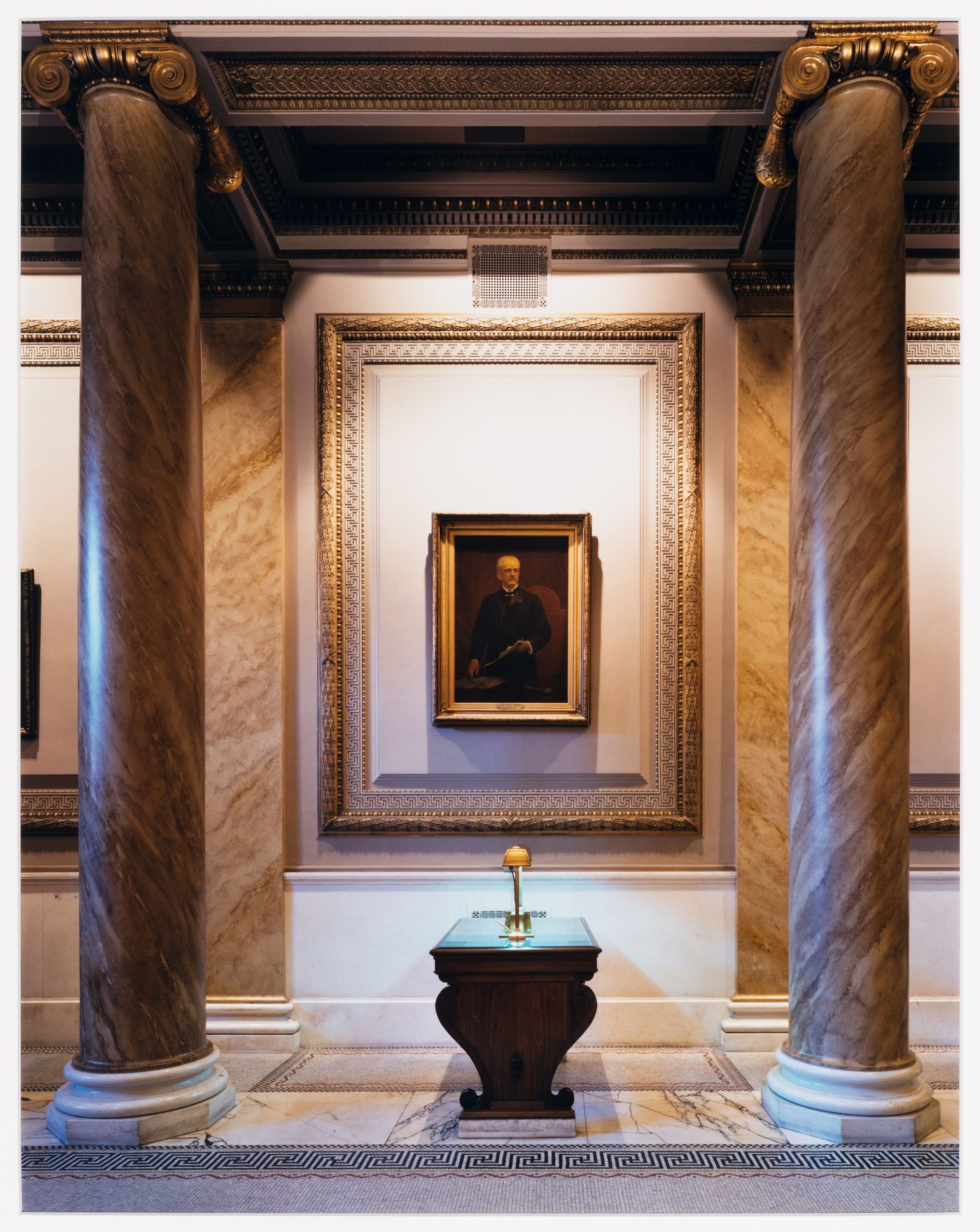 Check writing table, banking hall, Bowery Savings Bank, New York City, New York