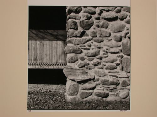 Detail of the stone chimney of the Alfred Caldwell Studio, Bristol, Wisconsin