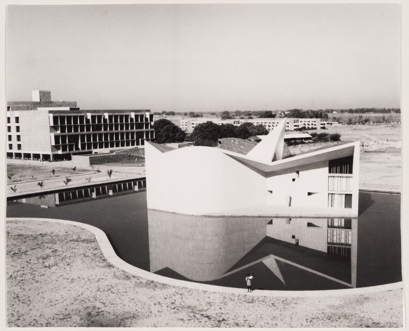 Aerial view of the Gandhi Bhawan at Punjab University, Chandigarh, India