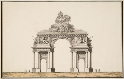 Élévation d'un arc de triomphe aux armes de Suède