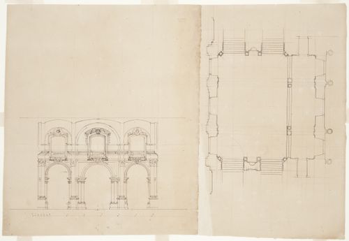 Partial plan and elevation for Castello di Rivoli, Turin