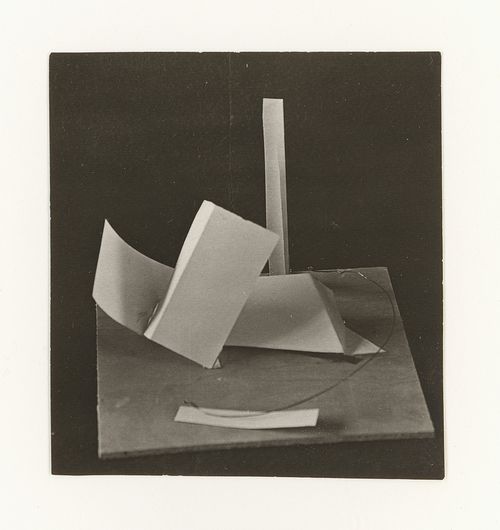 Photograph of a student model on the topic "Organization of Space over a Horizontal Surface (Rectangular, Square, Round)" for the "Space" course at the Vkhutemas (Higher State Artistic Technical Studios), Moscow