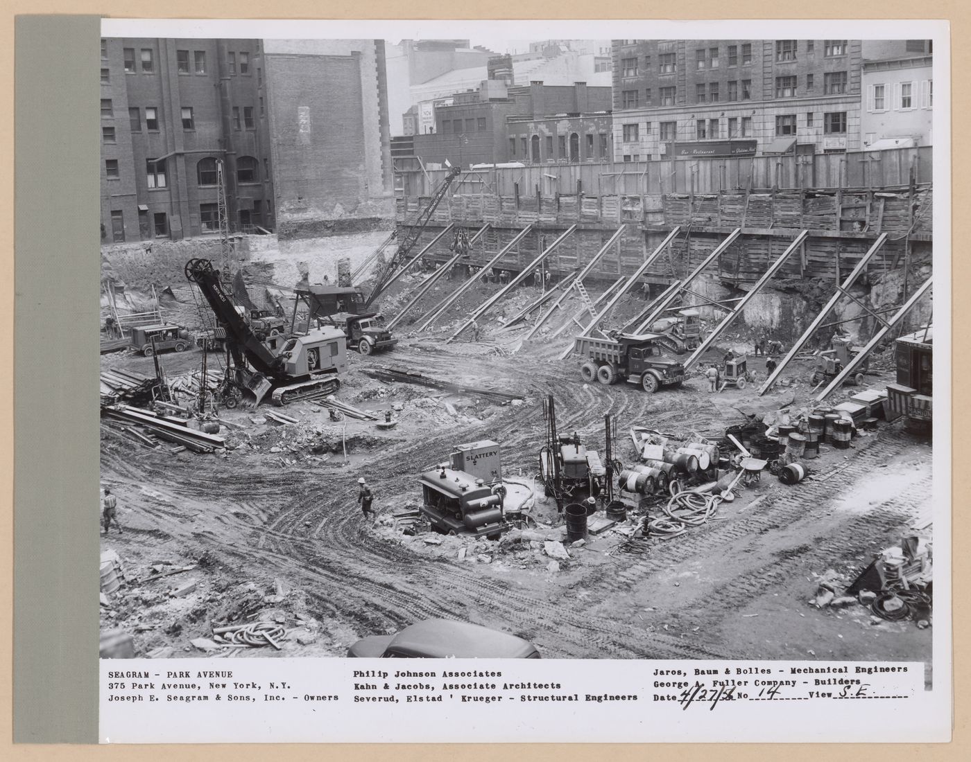 Seagram building under construction, 375 Park avenue, New York, N.Y., south-east view