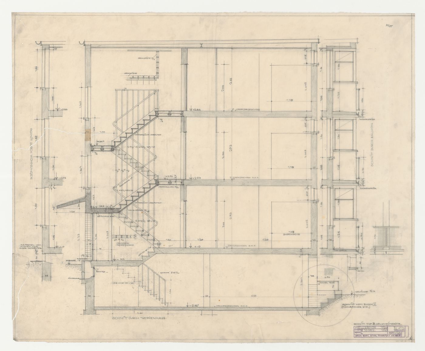 Section for a type B housing unit, Hellerhof Housing Estate, Frankfurt am Main, Germany