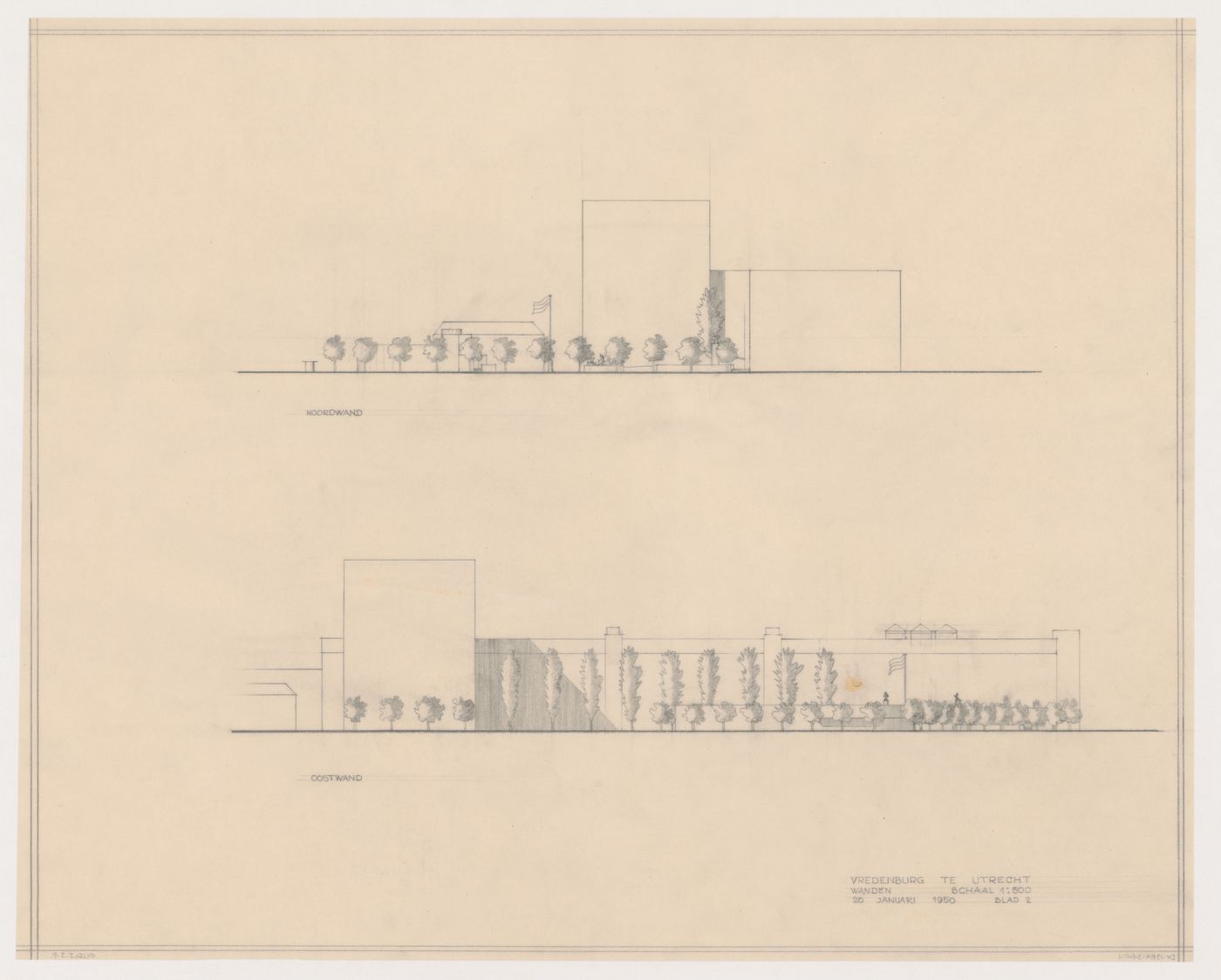 North and east elevations for Vredenburg mixed-use development, Utrecht, Netherlands