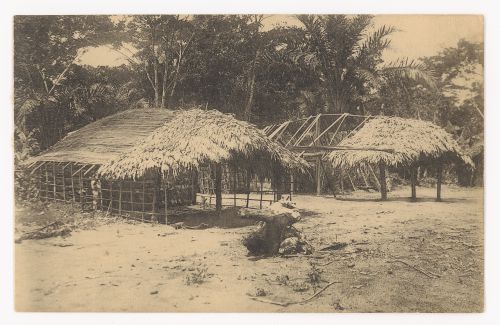 Postcard of traditional architecture in the Congo
