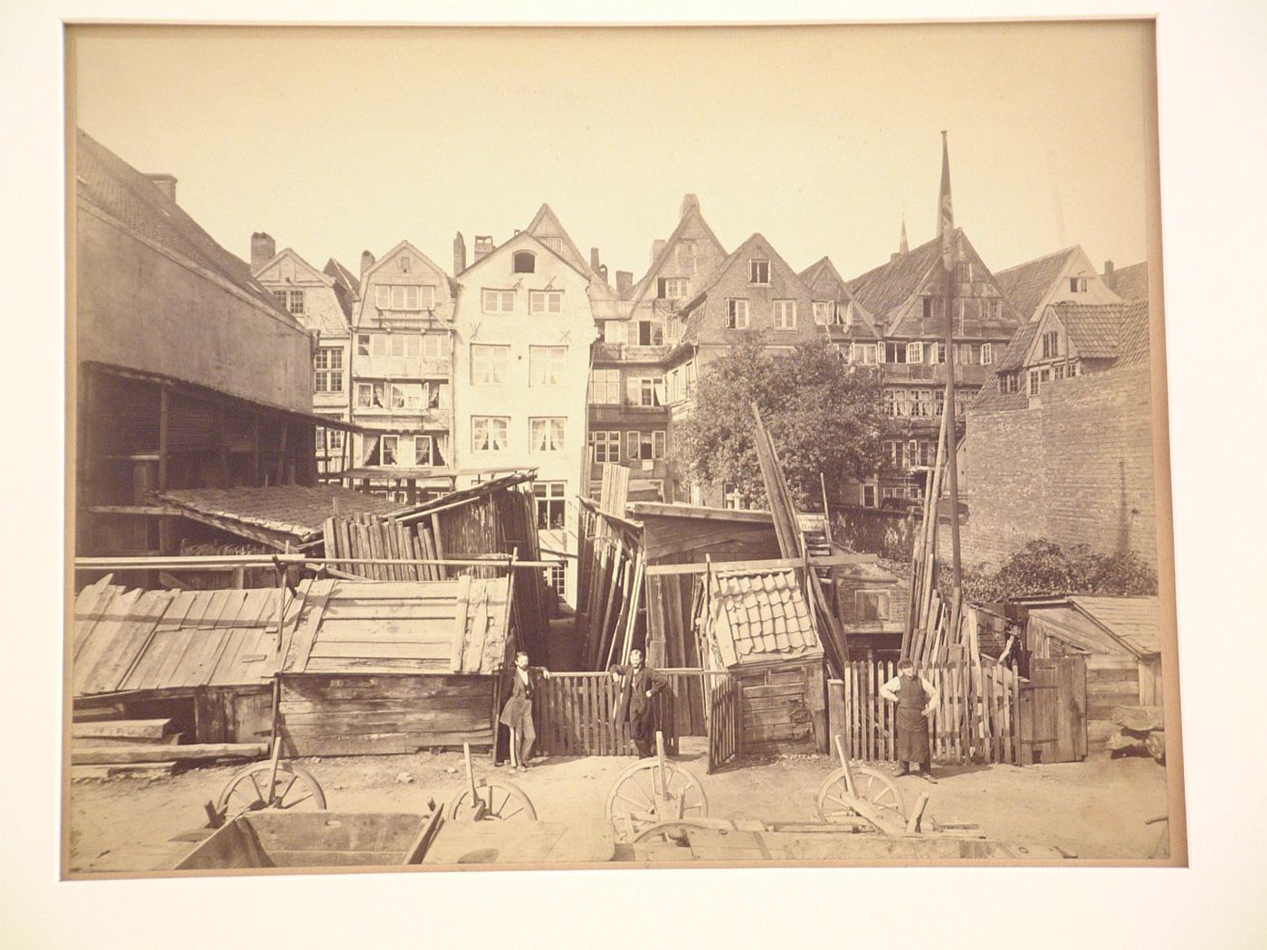 Rear façades and out buildings of houses on Brook street, Hamburg, Germany