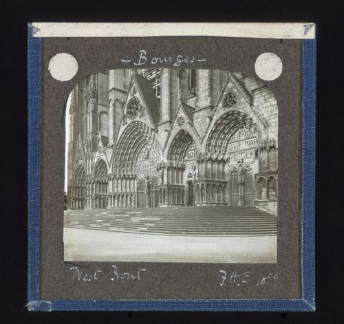 View of west façade of Cathédrale Saint-Etienne de Bourges, Bourges, France