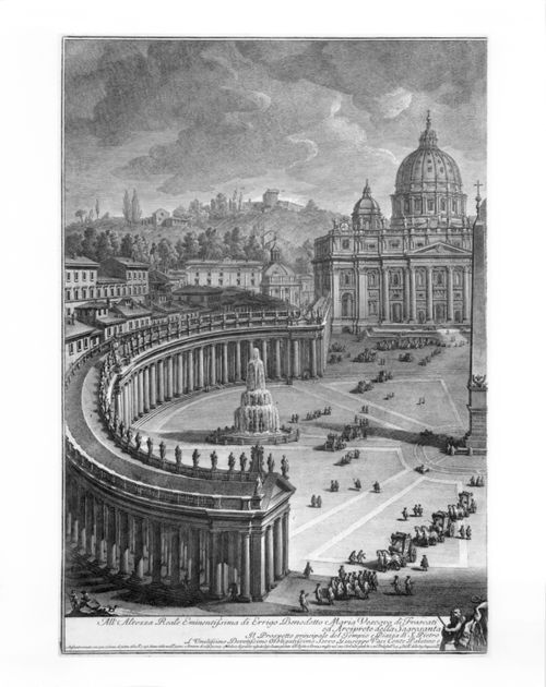 A view of the piazza and basilica of Saint Peter's, Rome