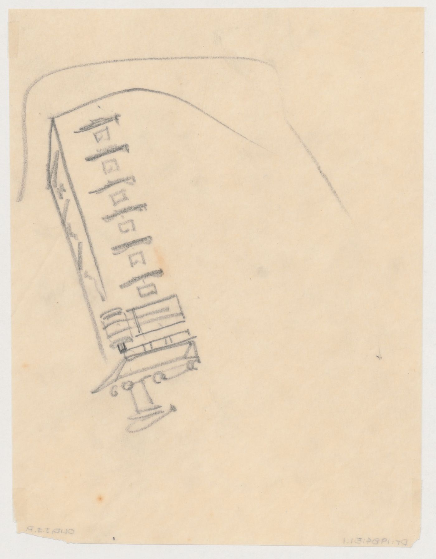 Partial sketch perspective for the principal façade for Hotel Stiassni, Brno, Czechoslovakia (now Czech Republic)