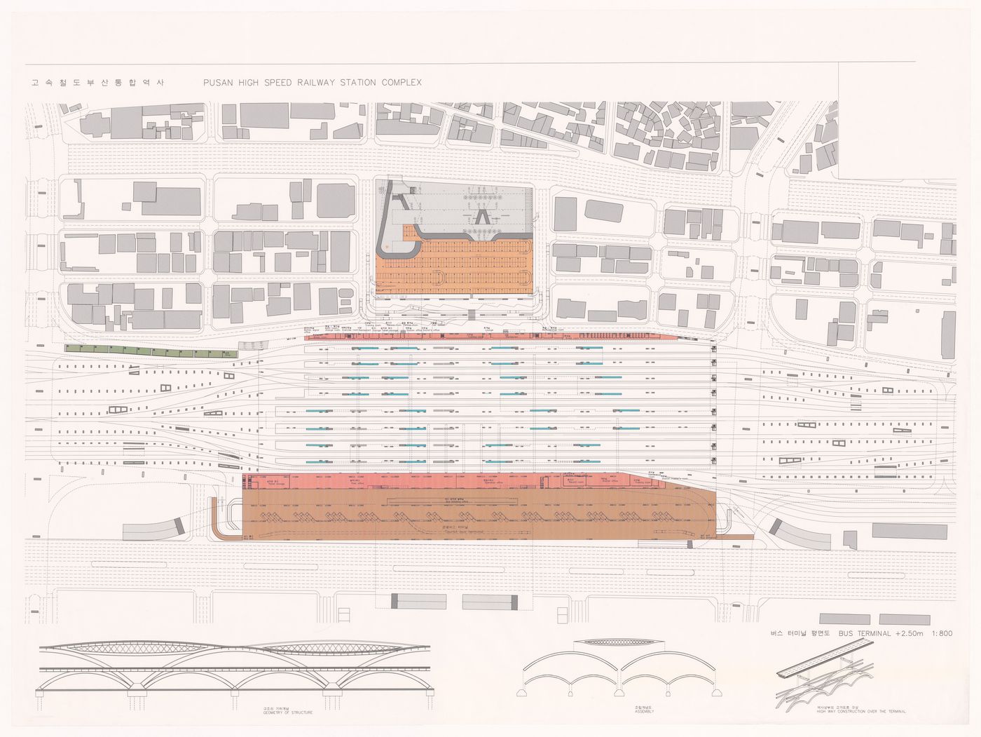 Site plan and details for High-Speed Railway Complex, Busan, South Korea