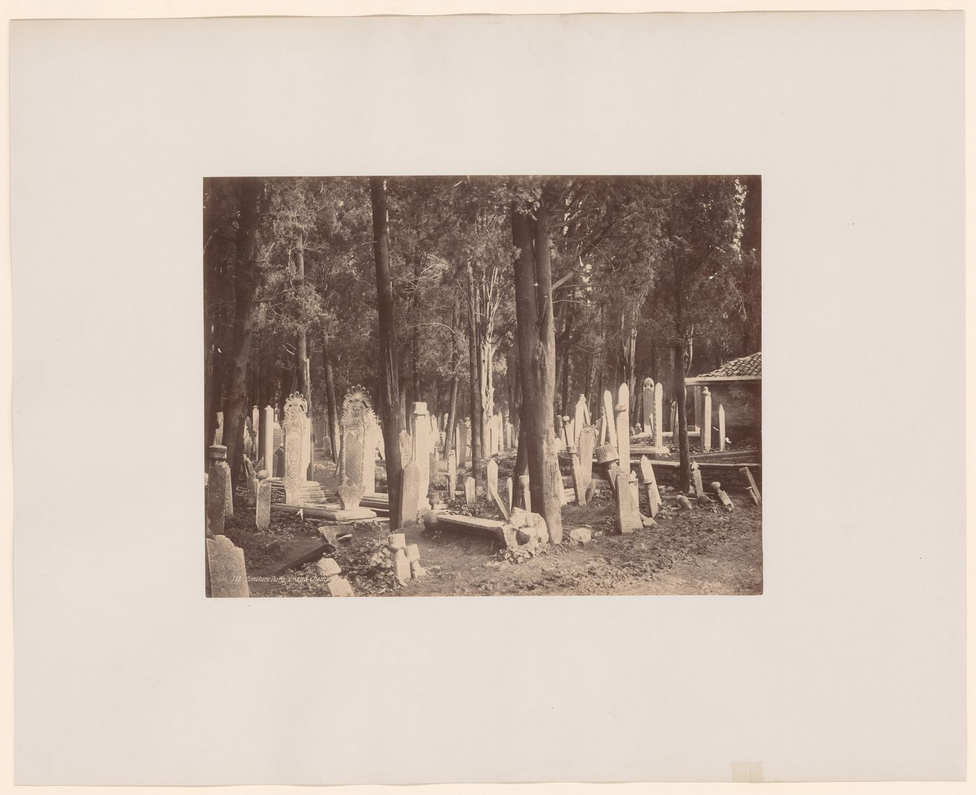 View of cippi in a cemetery, Constantinople (now Istanbul), Ottoman Empire (now in Turkey)