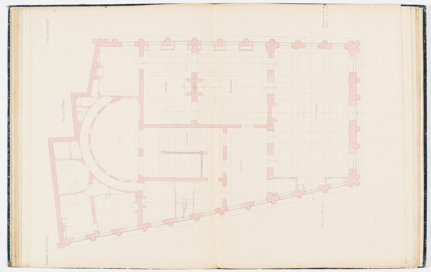 Working drawing for the Chambre des Notaires: Second floor plan