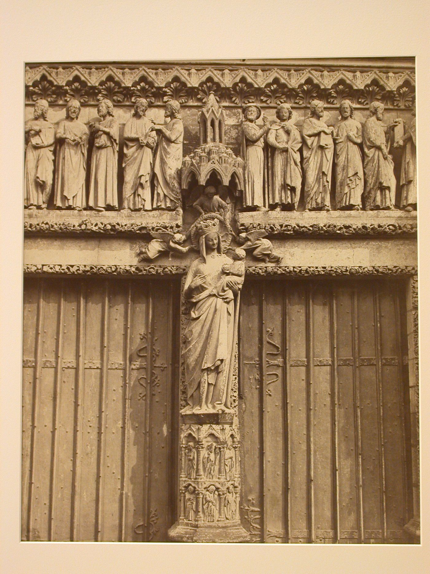 Detail of trumeau, south portal, west façade, Amiens, France