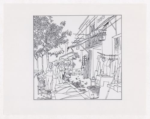 Illustration showing the traditional living patterns for the Sichuan housing project for "Housing a Billion: Urban Upgrading: Design Ideals for Rural China" publication