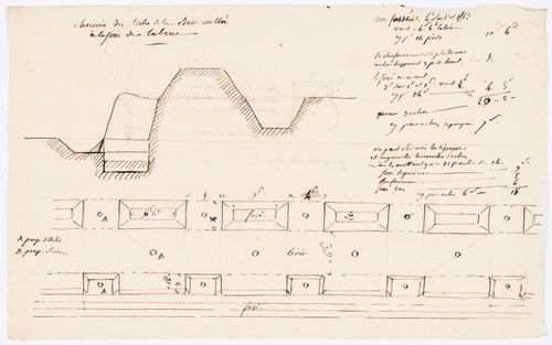 Plan and section for a levee, Domaine de La Vallée; verso: Detail for a levee, Domaine de La Vallée