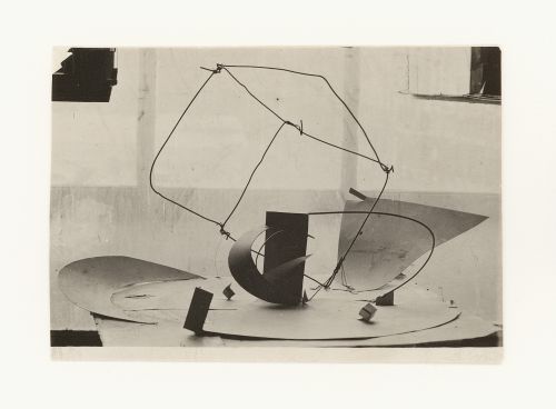 Photograph of student models on the topic "Organization of Space over a Horizontal Surface (Rectangular, Square, Round)" for the "Space" course at the Vkhutemas (Higher State Artistic Technical Studios), Moscow