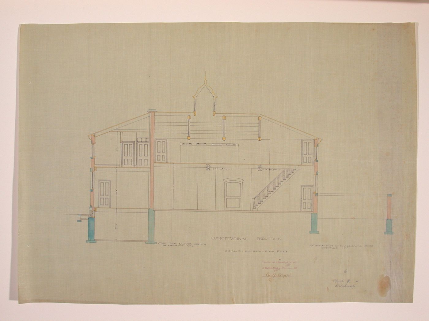 East elevation of the stable for Charles H. Williams at 690 DelawareAvenue, Buffalo, New York