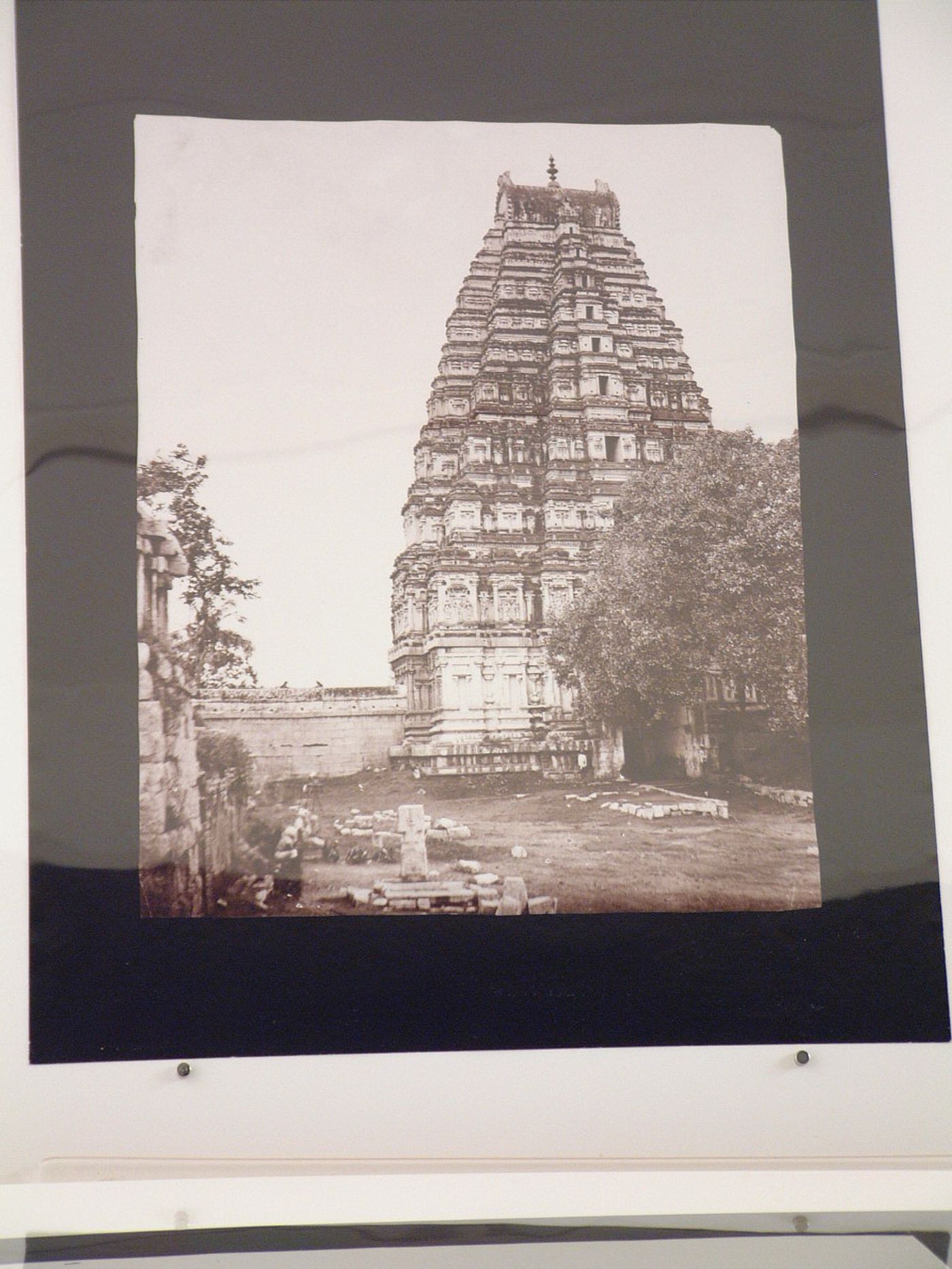 Partial view, eastern mahadvara [main entrance] gorupa, Virupaksha Temple Complex, Vijayanagara, Hampi, India