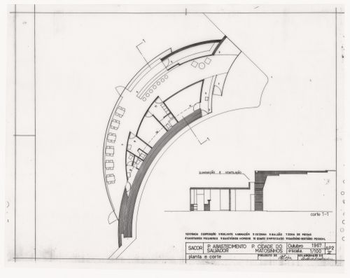 Plan and section for Posto de abastecimento da SACOR, Matosinhos
