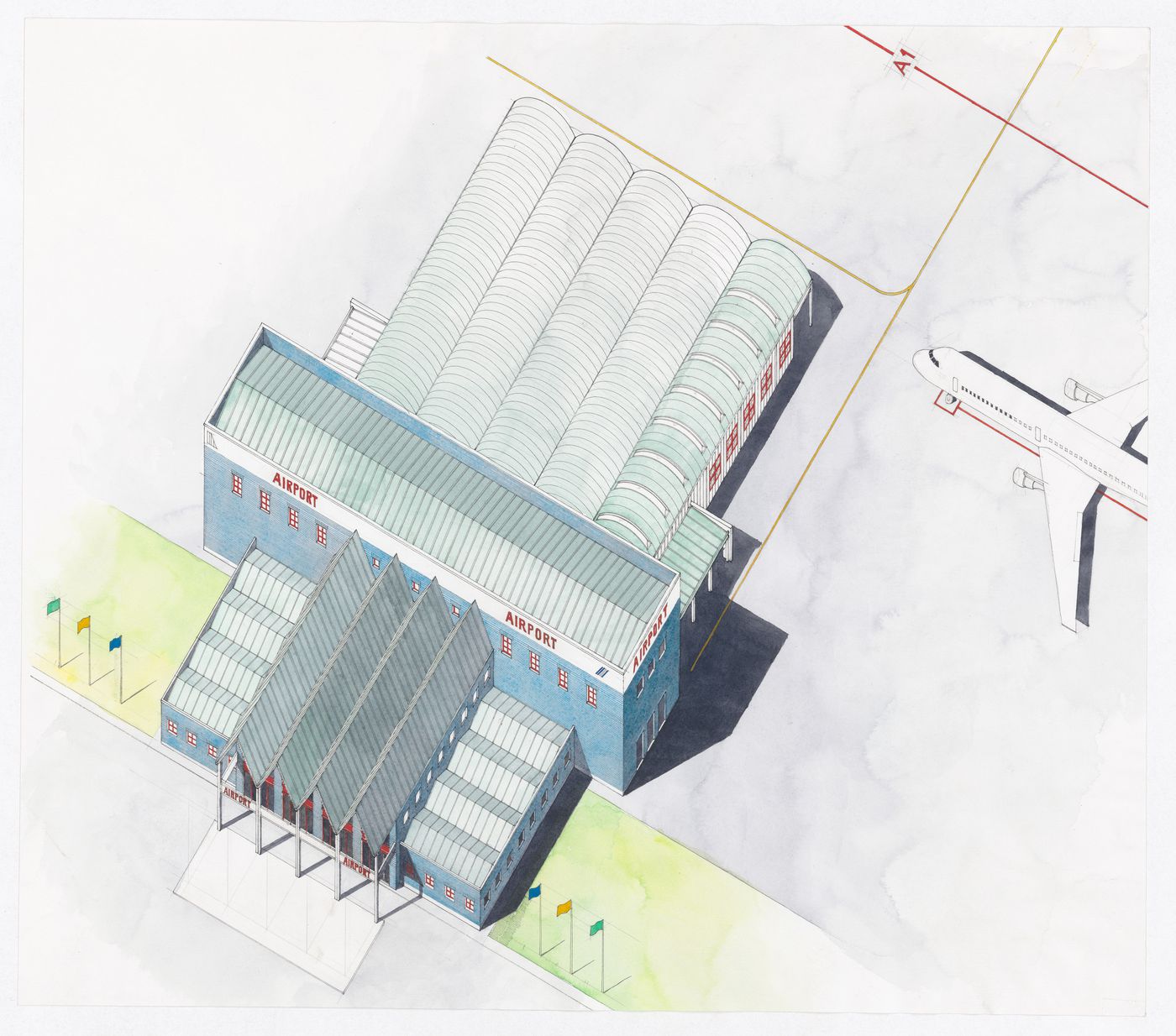 Axonometric for Kaliningrad International Air-Terminal, Russia