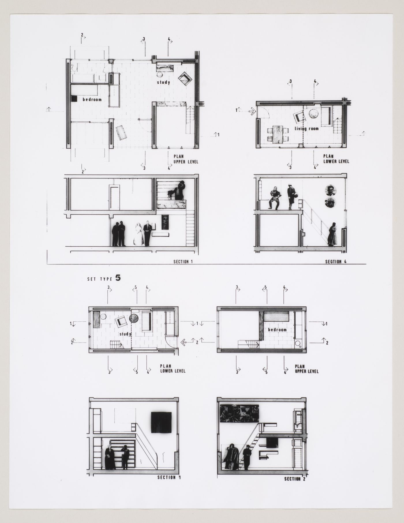 Churchill College, University of Cambridge, Cambridge, England: photograph of plans and sections