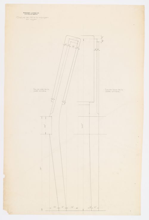 Détails d'une chaise de la salle à manger,  Résidence Ernest Cormier, 1418 Avenue des Pins Ouest, Montréal, Canada (1929-1957)